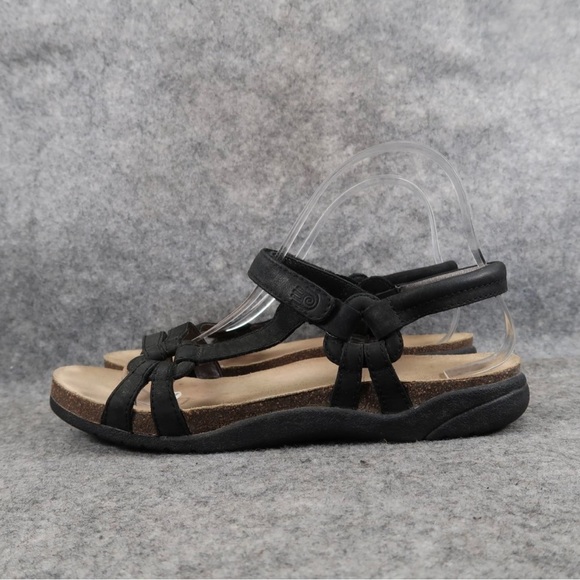 Teva Shoes Womens 9 Ventura Cork Sandals Leather Adjustable Strap Comfort Black - Picture 4 of 9